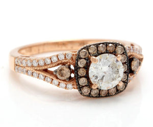 1.16 Carats Splendid Natural Diamond 14K Solid Rose Gold Band Ring