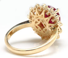 Load image into Gallery viewer, 6.30 Carats Impressive Red Ruby and Diamond 14K Yellow Gold Ring