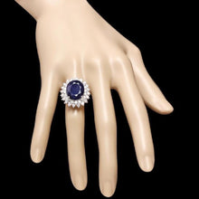 Load image into Gallery viewer, 14.00 Carats Natural Sapphire and Diamond 14K Solid White Gold Ring