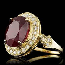 Load image into Gallery viewer, 12.70 Carats Natural Red Ruby and Diamond 14k Solid Yellow Gold Ring