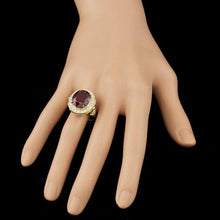 Load image into Gallery viewer, 12.70 Carats Natural Red Ruby and Diamond 14k Solid Yellow Gold Ring