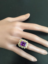 Load image into Gallery viewer, 5.80 Carats Impressive Natural Amethyst and Diamond 14K Solid Yellow Gold Ring