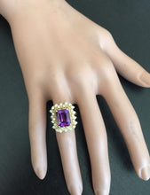 Load image into Gallery viewer, 5.80 Carats Impressive Natural Amethyst and Diamond 14K Solid Yellow Gold Ring