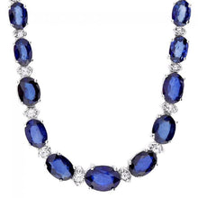 Load image into Gallery viewer, 29.10Ct Natural Blue Sapphire and Diamond 14K Solid White Gold Necklace