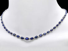 Load image into Gallery viewer, 29.10Ct Natural Blue Sapphire and Diamond 14K Solid White Gold Necklace