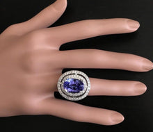 Load image into Gallery viewer, 9.70 Carats Natural Very Nice Looking Tanzanite and Diamond 14K Solid White Gold Ring