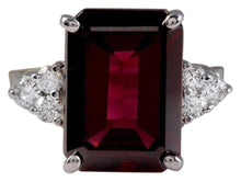 Load image into Gallery viewer, 9.25 Carats Natural Impressive Red Garnet and Diamond 14K White Gold Ring