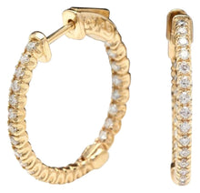 Load image into Gallery viewer, Exquisite 1.15 Carats Natural Diamond 14K Solid Yellow Gold Hoop Earrings