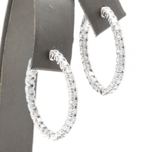 Load image into Gallery viewer, Exquisite 2.00 Carats Natural Diamond 14K Solid White Gold Hoop Earrings