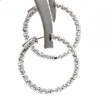 Load image into Gallery viewer, Exquisite 2.00 Carats Natural Diamond 14K Solid White Gold Hoop Earrings