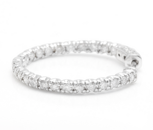 Exquisite 2.00 Carats Natural Diamond 14K Solid White Gold Hoop Earrings