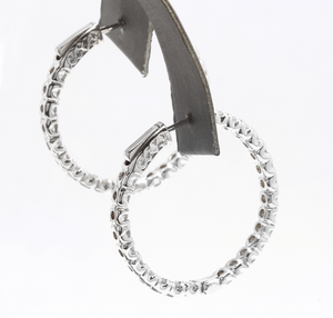 Exquisite 2.00 Carats Natural Diamond 14K Solid White Gold Hoop Earrings