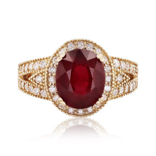 Load image into Gallery viewer, 6.70 Carats Impressive Red Ruby and Natural Diamond 14K Yellow Gold Ring