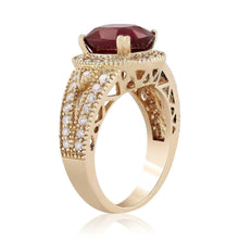 Load image into Gallery viewer, 6.70 Carats Impressive Red Ruby and Natural Diamond 14K Yellow Gold Ring