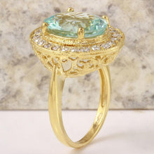 Load image into Gallery viewer, 5.10 Carats Natural Aquamarine and Diamond 14K Solid Yellow Gold Ring