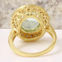 Load image into Gallery viewer, 5.10 Carats Natural Aquamarine and Diamond 14K Solid Yellow Gold Ring