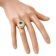Load image into Gallery viewer, 5.10 Carats Natural Aquamarine and Diamond 14K Solid Yellow Gold Ring