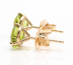 Exquisite 1.80 Carats Natural Peridot 14K Solid Yellow Gold Martini Stud Earrings