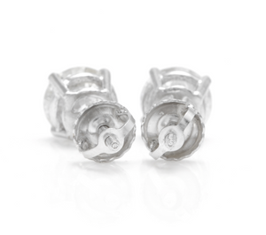 Exquisite 0.95 Carats Natural Diamond 14K Solid White Gold Stud Earrings