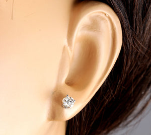Exquisite 0.95 Carats Natural Diamond 14K Solid White Gold Stud Earrings