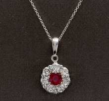 Load image into Gallery viewer, 1.15Ct Natural Red Ruby and Diamond 14K Solid White Gold Necklace