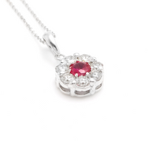 Load image into Gallery viewer, 1.15Ct Natural Red Ruby and Diamond 14K Solid White Gold Necklace