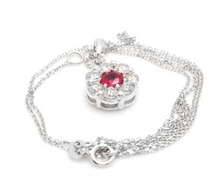 Load image into Gallery viewer, 1.15Ct Natural Red Ruby and Diamond 14K Solid White Gold Necklace