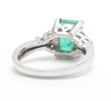 Load image into Gallery viewer, 2.90 Carats Natural Emerald and Diamond 14K Solid White Gold Ring