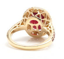 Load image into Gallery viewer, 5.60 Carats Gorgeous Natural Red Ruby and Diamond 14K Solid Yellow Gold Ring