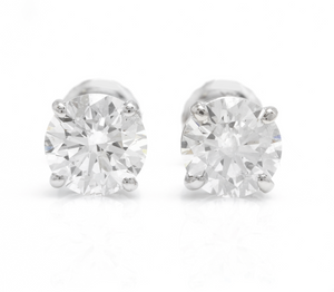 Exquisite 0.80 Carats Natural Diamond 14K Solid White Gold Stud Earrings