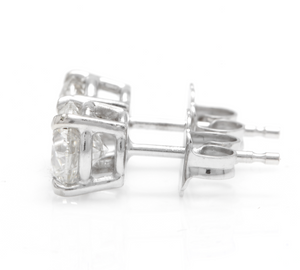 Exquisite 1.60 Carats Natural Diamond 14K Solid White Gold Stud Earrings