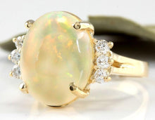 Load image into Gallery viewer, 6.30 Carats Natural Impressive Ethiopian Opal and Diamond 14K Solid Yellow Gold Ring
