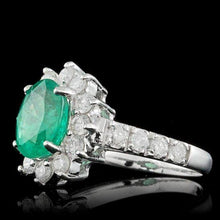 Load image into Gallery viewer, 2.80ct Natural Emerald &amp; Diamond 14k Solid White Gold Ring