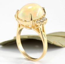 Load image into Gallery viewer, 6.30 Carats Natural Impressive Ethiopian Opal and Diamond 14K Solid Yellow Gold Ring