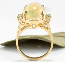 Load image into Gallery viewer, 6.30 Carats Natural Impressive Ethiopian Opal and Diamond 14K Solid Yellow Gold Ring