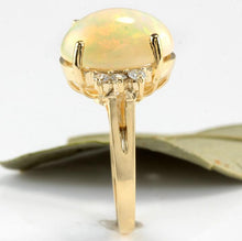 Load image into Gallery viewer, 6.30 Carats Natural Impressive Ethiopian Opal and Diamond 14K Solid Yellow Gold Ring