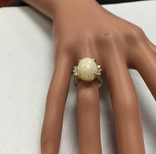 Load image into Gallery viewer, 6.30 Carats Natural Impressive Ethiopian Opal and Diamond 14K Solid Yellow Gold Ring