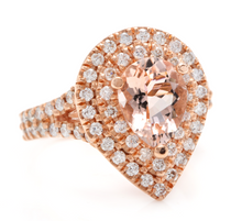 Load image into Gallery viewer, 3.40 Carats Exquisite Natural Morganite and Diamond 14K Solid Rose Gold Ring