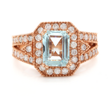 Load image into Gallery viewer, 2.65 Carats Natural Aquamarine and Diamond 14K Solid Rose Gold Ring