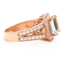 Load image into Gallery viewer, 2.65 Carats Natural Aquamarine and Diamond 14K Solid Rose Gold Ring