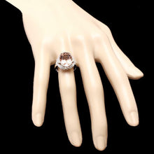 Load image into Gallery viewer, 7.70 Carats Exquisite Natural Morganite and Diamond 14K Solid White Gold Ring