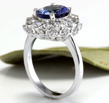 Load image into Gallery viewer, 4.80 Carats Natural Very Nice Looking Tanzanite and Diamond 14K Solid White Gold Ring