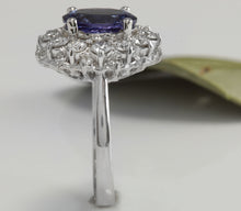 Load image into Gallery viewer, 4.80 Carats Natural Very Nice Looking Tanzanite and Diamond 14K Solid White Gold Ring