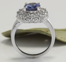 Load image into Gallery viewer, 4.80 Carats Natural Very Nice Looking Tanzanite and Diamond 14K Solid White Gold Ring