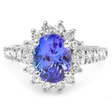 Load image into Gallery viewer, 3.30 Carats Natural Tanzanite and Diamond 14K Solid White Gold Ring