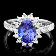 Load image into Gallery viewer, 3.30 Carats Natural Tanzanite and Diamond 14K Solid White Gold Ring