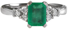 Load image into Gallery viewer, 2.50 Carats Natural Emerald and Diamond 14K Solid White Gold Ring