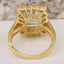 Load image into Gallery viewer, 5.15 Carats Natural Aquamarine and Diamond 14K Solid Yellow Gold Ring