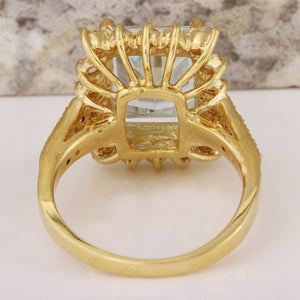 5.15 Carats Natural Aquamarine and Diamond 14K Solid Yellow Gold Ring