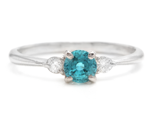 1.30 Carats Natural Very Nice Looking Zircon and Diamond 14K Solid White Gold Ring